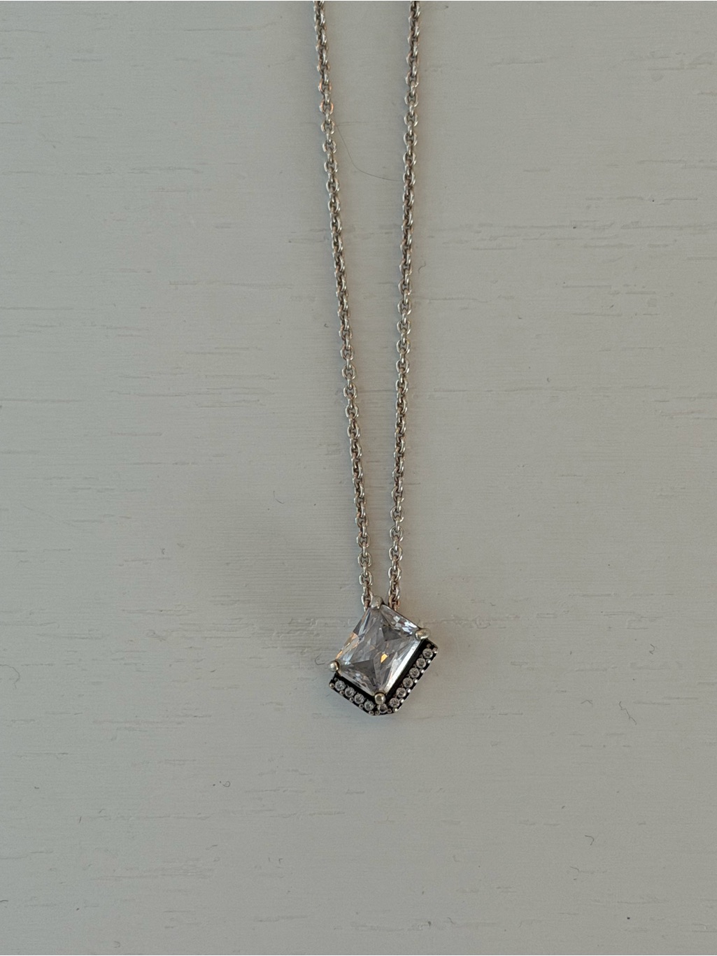 Sterling Silver Square Pendant Necklace